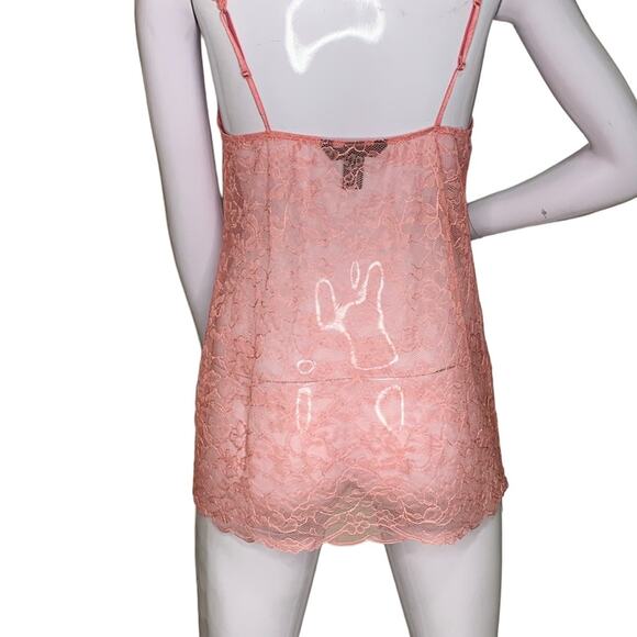 Victoria's Secret Y2K All Lace Baby Doll Pale Pink Size M Slit Down The Middle - Picture 8 of 13